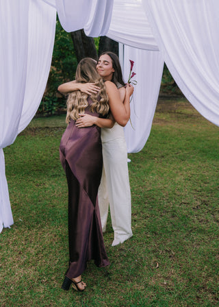 VICTORIA GOWN IN AUBERGINE