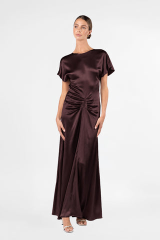 KIERA DRESS IN AUBERGINE - One Fell Swoop