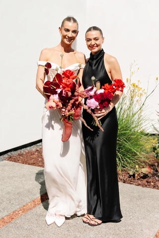One Fell Swoop Kristina Dress in Obsidian featuring a draped cowl halter neckline and bias-cut silhouette, halter maxi dress.