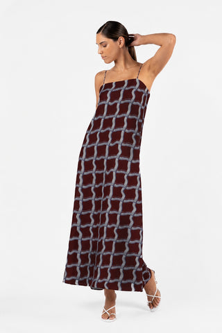 One Fell Swoop Duplicity Slip in the exclusive Vesna print with a square neckline, adjustable straps and fluid bias-cut drape.