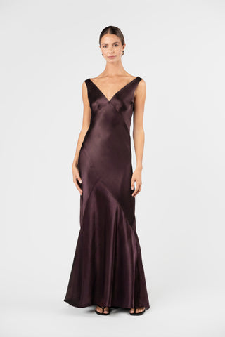 VICTORIA GOWN IN AUBERGINE