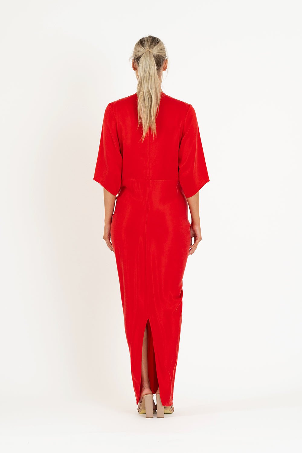 open lace back dress ALEX KIMONO IN ROSSO – One Fell Swoop