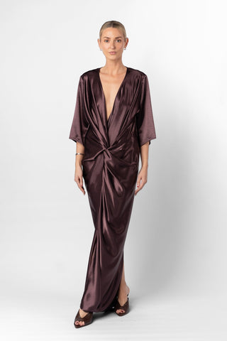 ALEX KIMONO MAXI - AUBERGINE - One Fell Swoop