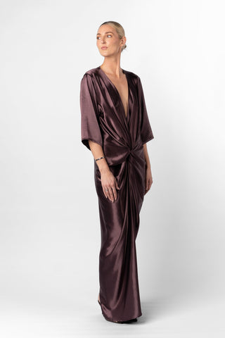 ALEX KIMONO MAXI - AUBERGINE - One Fell Swoop