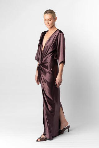 ALEX KIMONO MAXI - AUBERGINE - One Fell Swoop