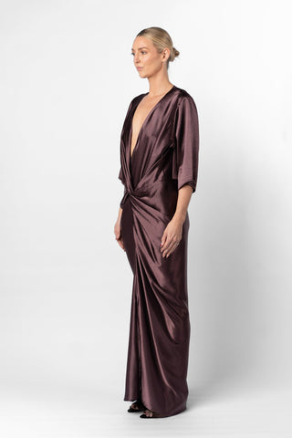 ALEX KIMONO MAXI - AUBERGINE - One Fell Swoop