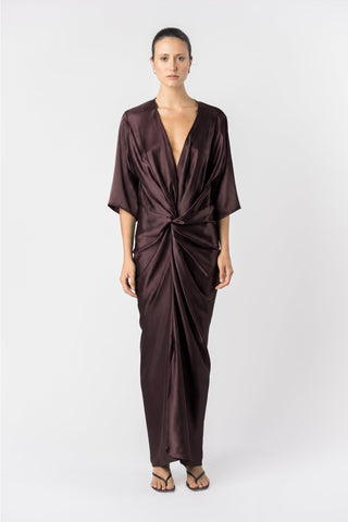 ALEX KIMONO MAXI IN AUBERGINE - One Fell Swoop