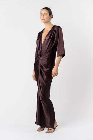 ALEX KIMONO MAXI IN AUBERGINE - One Fell Swoop