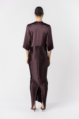 ALEX KIMONO MAXI IN AUBERGINE - One Fell Swoop