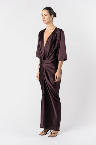 ALEX KIMONO MAXI IN AUBERGINE - One Fell Swoop