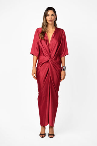 ALEX KIMONO MAXI IN VENETIAN RED - MADE TO ORDER - One Fell Swoop