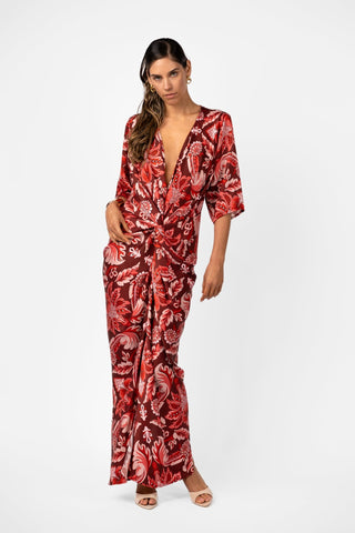 ALEX KIMONO SLEEVE MAXI - PORTA ROSA SATIN - One Fell Swoop