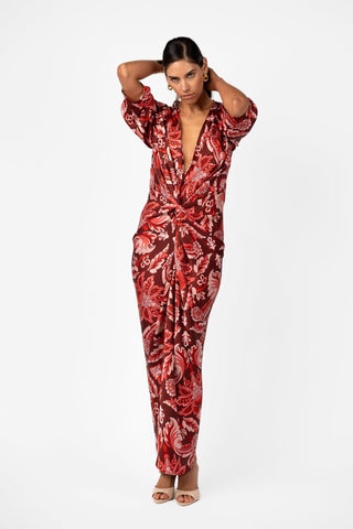 ALEX KIMONO SLEEVE MAXI - PORTA ROSA SATIN - One Fell Swoop