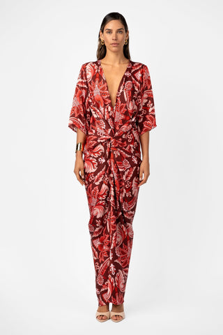 ALEX KIMONO SLEEVE MAXI - PORTA ROSA SATIN - One Fell Swoop