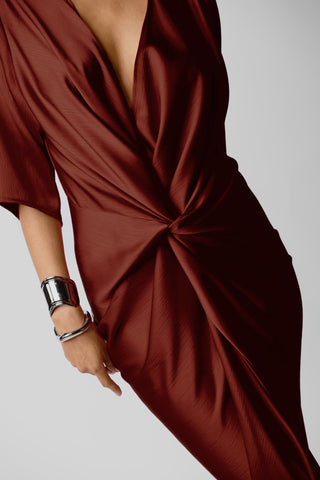 ALEX KIMONO SLEEVE MAXI - TERRA ROSA SATIN - One Fell Swoop