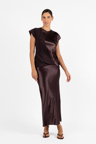 ALLURE DRAPED TOP - AUBERGINE - One Fell Swoop