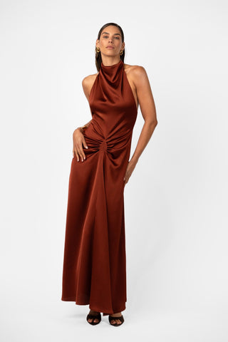 CAIRA GOWN – TERRA ROSA SATIN - One Fell Swoop