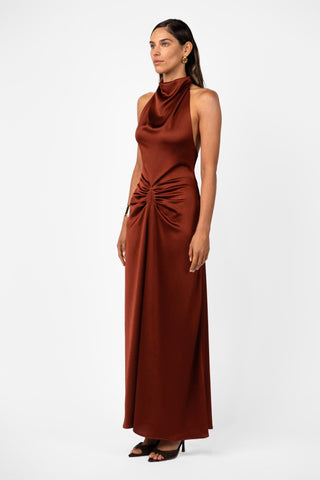 CAIRA GOWN – TERRA ROSA SATIN - One Fell Swoop
