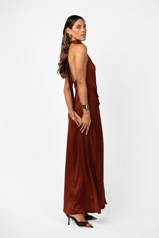 CAIRA GOWN – TERRA ROSA SATIN - One Fell Swoop