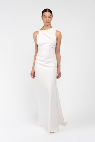 DAKOTA GOWN IN IVORY CREPE - One Fell Swoop