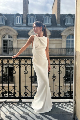 DAKOTA GOWN IN IVORY CREPE - One Fell Swoop