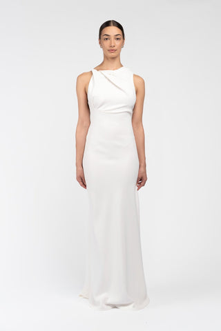 DAKOTA GOWN IN IVORY CREPE - One Fell Swoop