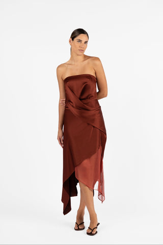 ECHELON DRESS - TERRA ROSA SATIN - One Fell Swoop