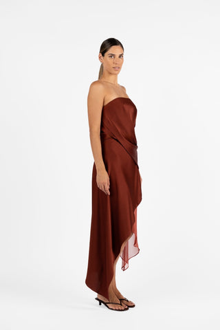 ECHELON DRESS - TERRA ROSA SATIN - One Fell Swoop