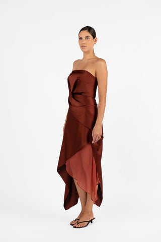 ECHELON DRESS - TERRA ROSA SATIN - One Fell Swoop