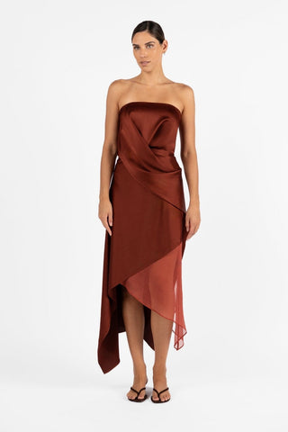ECHELON DRESS - TERRA ROSA SATIN - One Fell Swoop