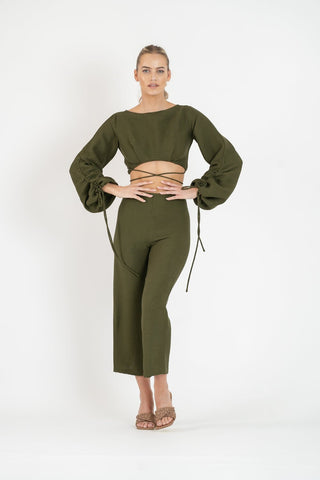 GIGI CULOTTE IN OLIVE LINE - One Fell Swoop