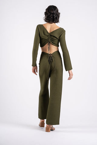 GIGI PANT IN OLIVE LINE - One Fell Swoop