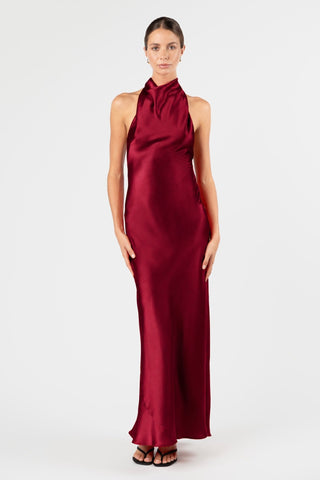 Kristina Dress in Venetian Red - close-up front detail - One Fell Swoop