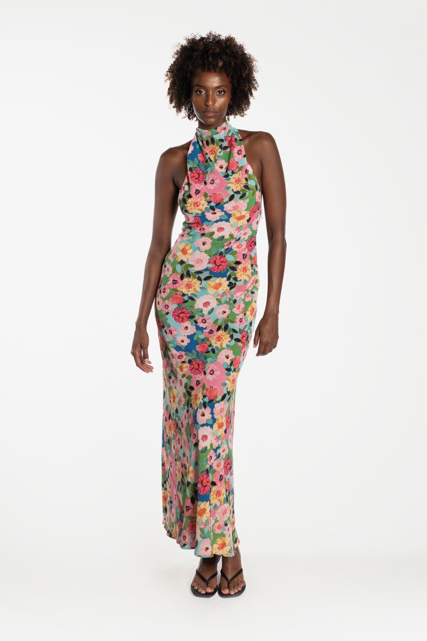 kristina maxi dress The Kristina Maxi Length Dress in Blue and Green Hand Block Print Liza Byrd