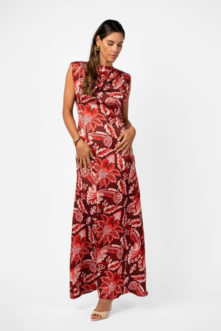 LITHIC MAXI – PORTA ROSA PRINTED SATIN - One Fell Swoop