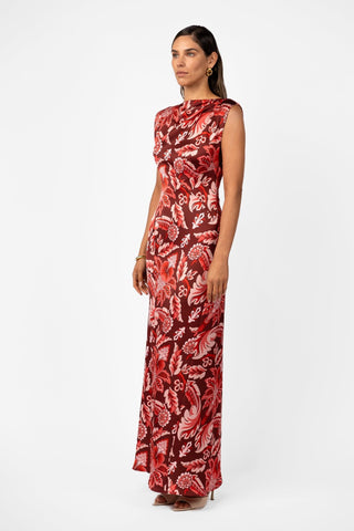 LITHIC MAXI – PORTA ROSA PRINTED SATIN - One Fell Swoop