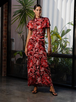 LUCENT MAXI – PORTA ROSA PRINTED SATIN - One Fell Swoop