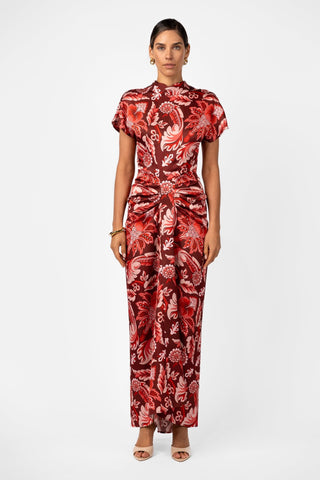 LUCENT MAXI – PORTA ROSA PRINTED SATIN - One Fell Swoop