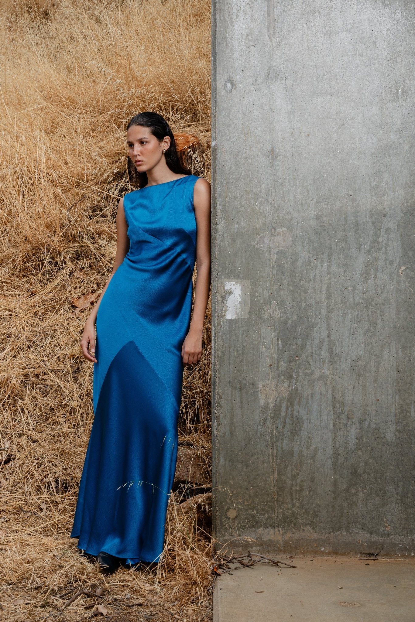 monica blue dress MONICA MAXI