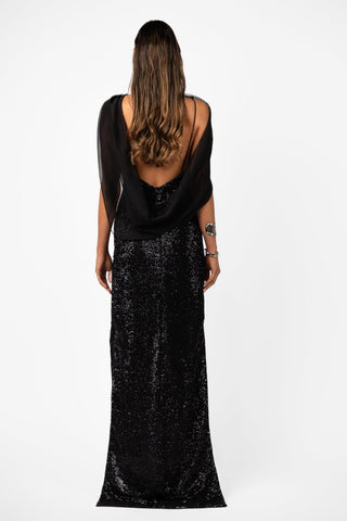 VELARE MAXI - SILHOUETTE BLACK SEQUIN - One Fell Swoop