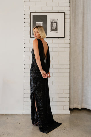 VELARE MAXI - SILHOUETTE BLACK SEQUIN - One Fell Swoop