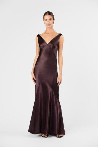 VICTORIA GOWN IN AUBERGINE - One Fell Swoop
