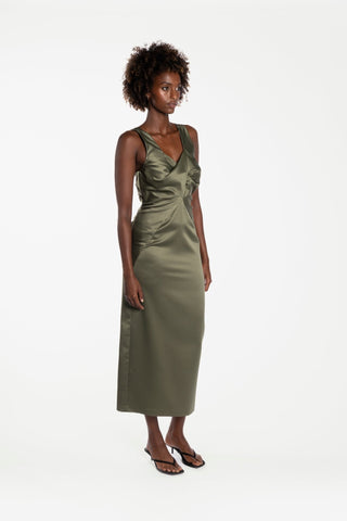 ALABASTRA DRESS IN MAPLE SATIN - One Fell Swoop