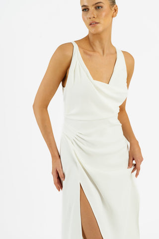 ALINA DRESS IN IVORY CREPE - One Fell Swoop