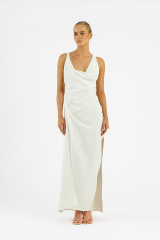 ALINA DRESS IN IVORY CREPE - One Fell Swoop