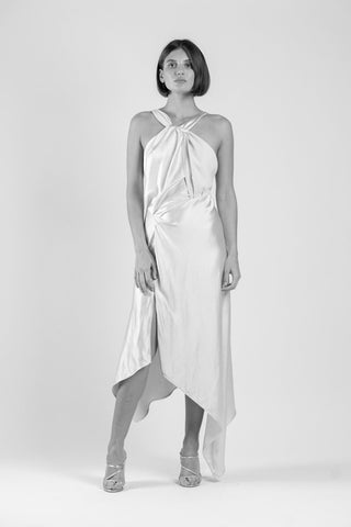 AUDREY DRESS IN WHITE ON WHITE - One Fell Swoop