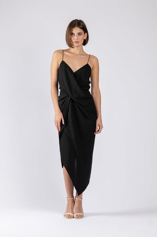 LE LUXE MIDI IN BLACK TEXTURE - One Fell Swoop