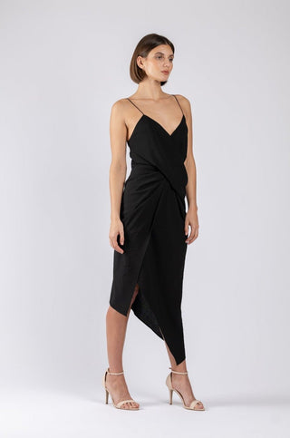 LE LUXE MIDI IN BLACK TEXTURE - One Fell Swoop