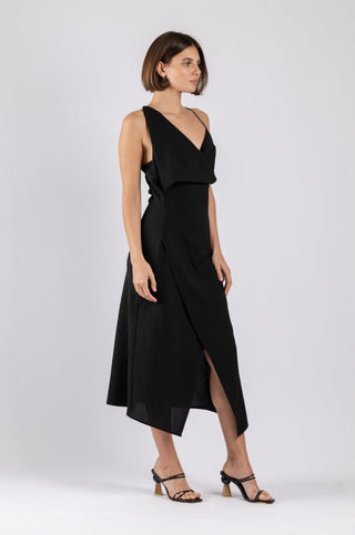 MUSE DRESS IN BLACK TEXTURE - One Fell Swoop