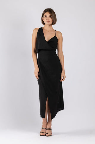 MUSE DRESS IN BLACK TEXTURE - One Fell Swoop